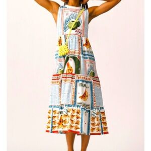 Farm Rio for Anthropologie sleeveless printed collage dress